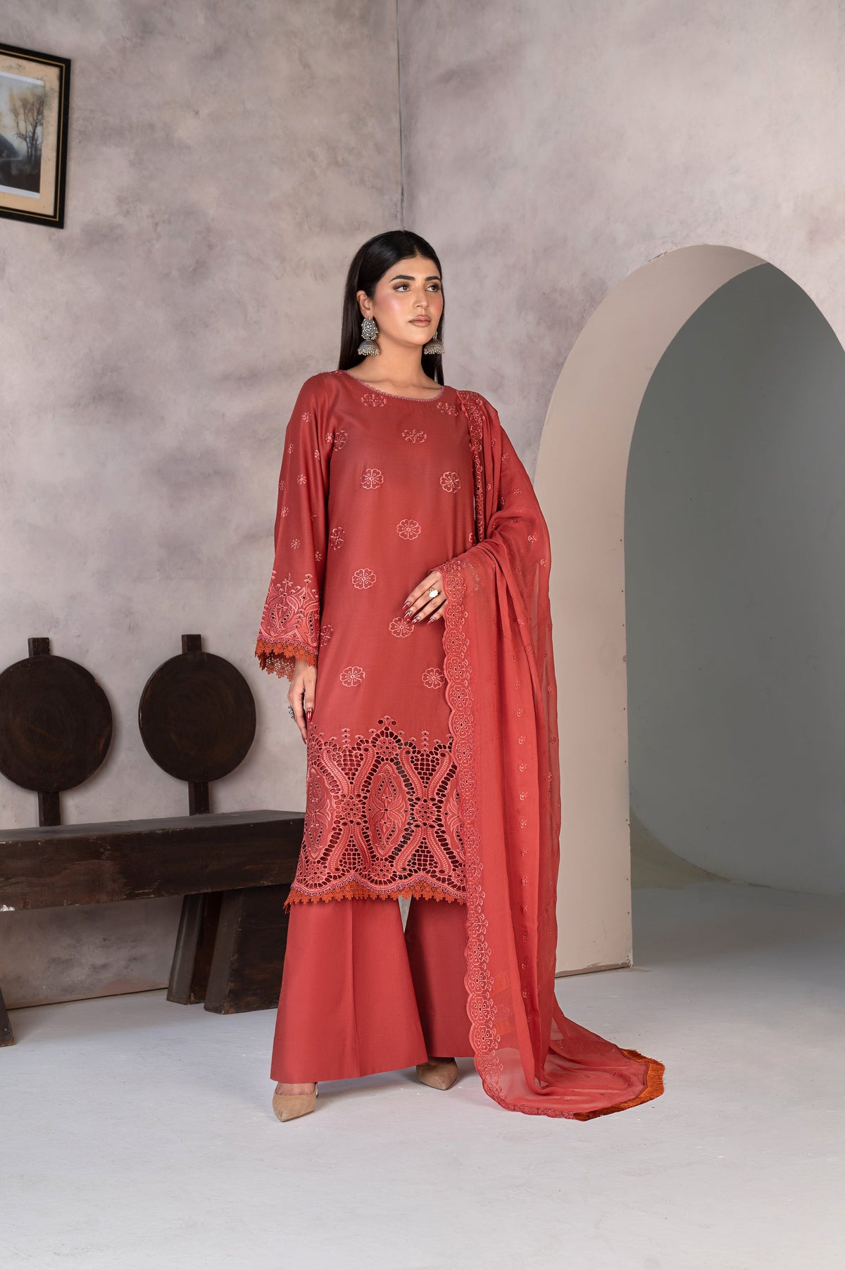 3-PC Unstitched Lawn Embroidered Shirt Crinkle Embroidered Dupatta Laaj By Wania | WL-362