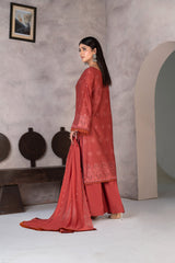 3-PC Unstitched Lawn Embroidered Shirt Crinkle Embroidered Dupatta Laaj By Wania | WL-362