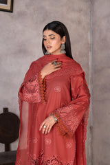 3-PC Unstitched Lawn Embroidered Shirt Crinkle Embroidered Dupatta Laaj By Wania | WL-362