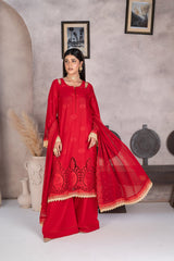 3-PC Unstitched Lawn Embroidered Shirt Crinkle Embroidered Dupatta Laaj By Wania | WL-362