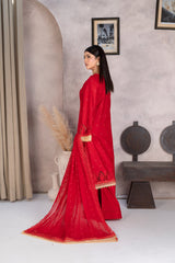 3-PC Unstitched Lawn Embroidered Shirt Crinkle Embroidered Dupatta Laaj By Wania | WL-362
