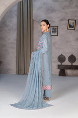 3-PC Unstitched Lawn Embroidered Laser Cutwork Madiha By Wania | WL-364