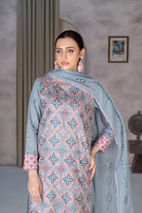 3-PC Unstitched Lawn Embroidered Laser Cutwork Madiha By Wania | WL-364