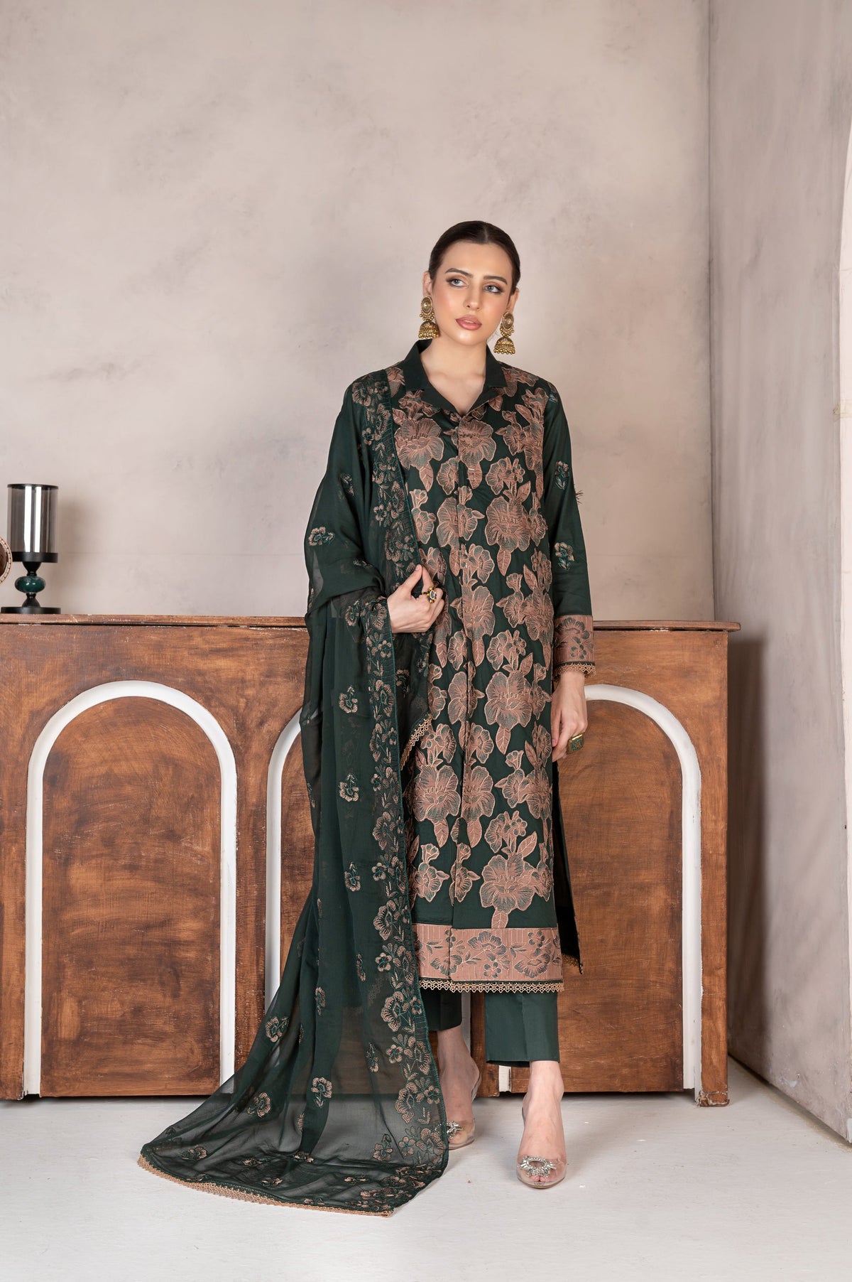 3-PC Unstitched Lawn Embroidered Laser Cutwork Madiha By Wania | WL-365