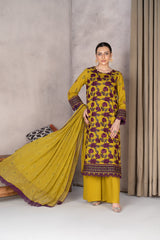 3-PC Unstitched Lawn Embroidered Laser Cutwork Madiha By Wania | WL-366