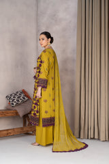 3-PC Unstitched Lawn Embroidered Laser Cutwork Madiha By Wania | WL-366