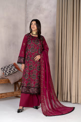 3-PC Unstitched Lawn Embroidered Laser Cutwork Madiha By Wania |  WL-367
