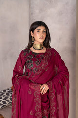 3-PC Unstitched Lawn Embroidered Laser Cutwork Madiha By Wania |  WL-367