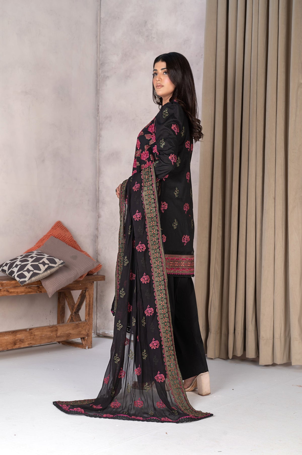 3-PC Unstitched Lawn Embroidered Laser Cutwork Madiha By Wania | WL-368