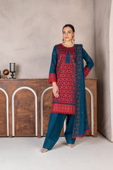 3-PC Unstitched Lawn Embroidered Laser Cutwork Madiha By Wania | WL-369