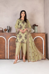 3-PC Unstitched Lawn Embroidered Laser Cutwork Madiha By Wania | WL-370