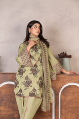 3-PC Unstitched Lawn Embroidered Laser Cutwork Madiha By Wania | WL-370
