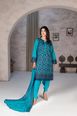 3-PC Unstitched Lawn Embroidered Laser Cutwork Madiha By Wania | WL-371