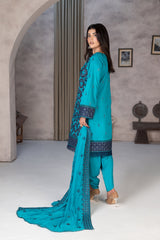 3-PC Unstitched Lawn Embroidered Laser Cutwork Madiha By Wania | WL-371