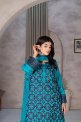 3-PC Unstitched Lawn Embroidered Laser Cutwork Madiha By Wania | WL-371