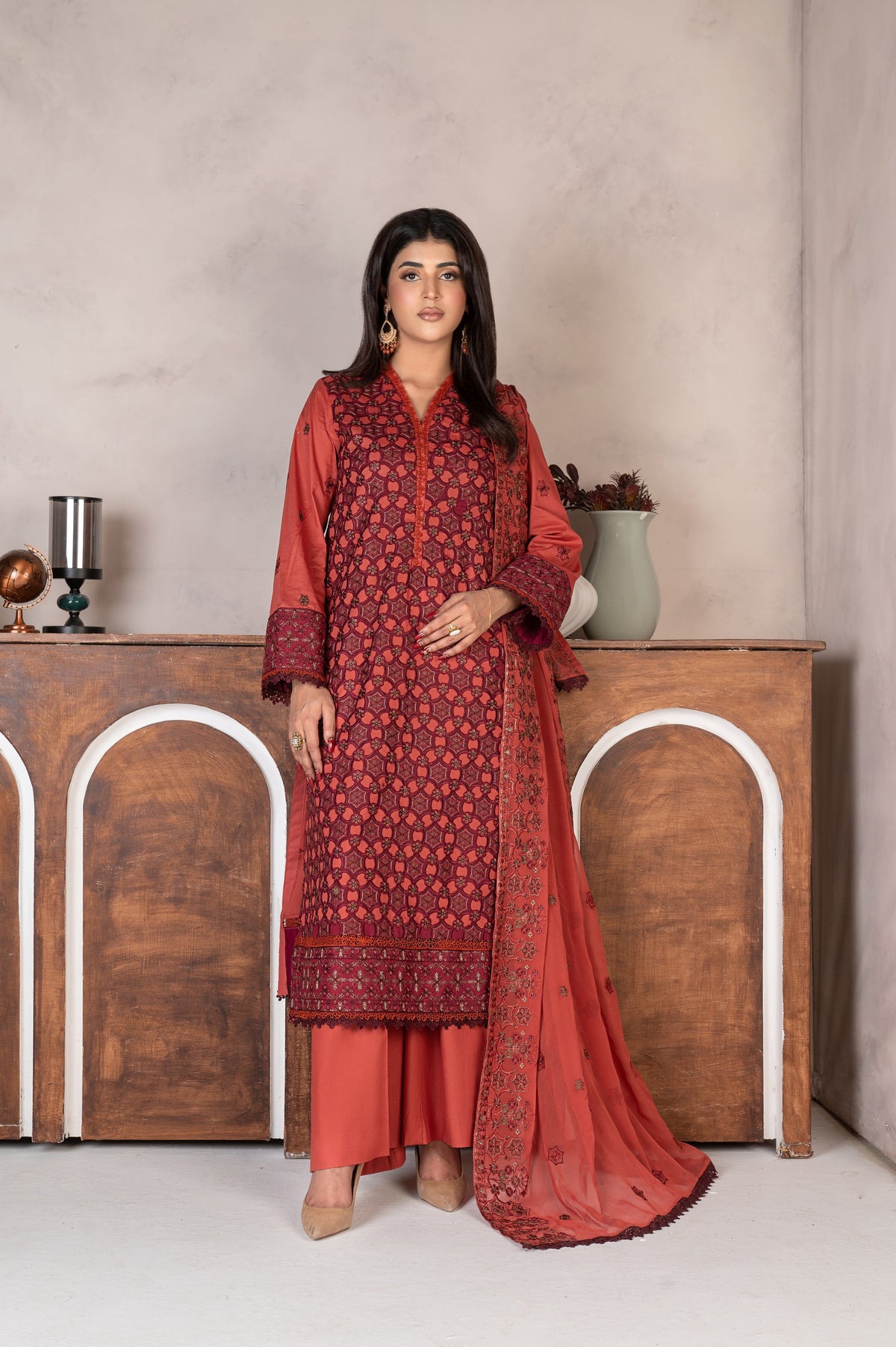 3-PC Unstitched Lawn Embroidered Laser Cutwork Madiha By Wania | WL-372