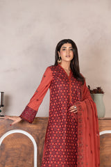 3-PC Unstitched Lawn Embroidered Laser Cutwork Madiha By Wania | WL-372
