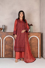 3-PC Unstitched Lawn Embroidered Laser Cutwork Madiha By Wania | WL-372
