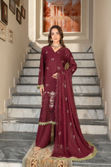 3-PC Unstitched Lawn Shirt Crinkle Embroidered Dupatta Nayab By Wania | WL-373
