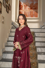 3-PC Unstitched Lawn Shirt Crinkle Embroidered Dupatta Nayab By Wania | WL-373