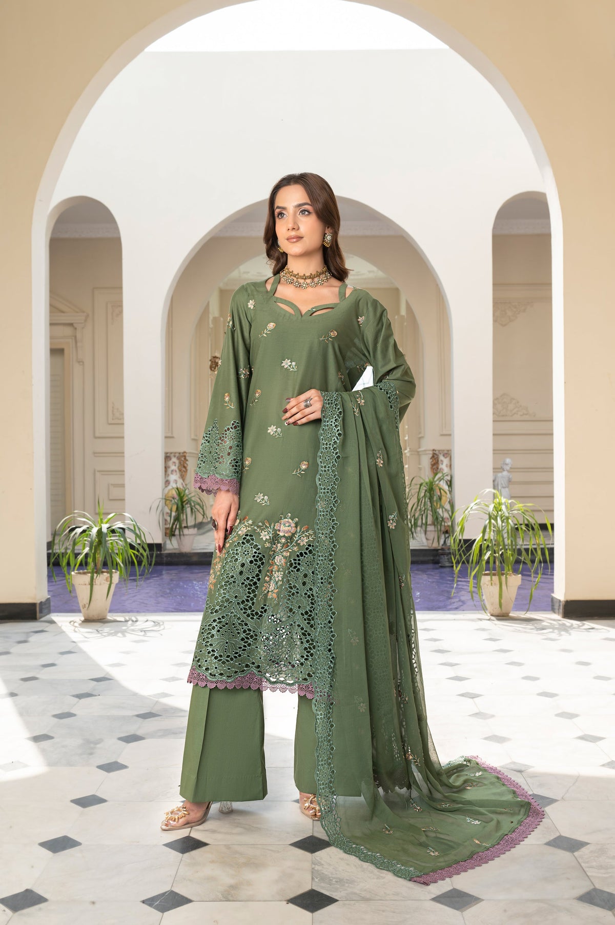 3-PC Unstitched Lawn Shirt Crinkle Embroidered Dupatta Nayab By Wania | WL-377