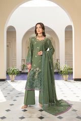 3-PC Unstitched Lawn Shirt Crinkle Embroidered Dupatta Nayab By Wania | WL-377