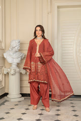 3-PC Unstitched Lawn Shirt Crinkle Embroidered Dupatta Nayab By Wania | WL-379