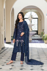 3-PC Unstitched Lawn Shirt Crinkle Embroidered Dupatta Nayab By Wania | WL-380