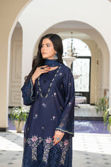 3-PC Unstitched Lawn Shirt Crinkle Embroidered Dupatta Nayab By Wania | WL-380