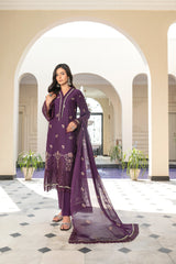 3-PC Unstitched Lawn Shirt Crinkle Embroidered Dupatta Nayab By Wania | WL-381