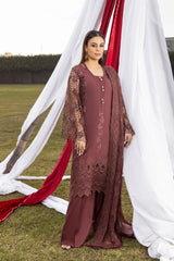 3-PC Unstitched Lawn Embroidered Crinkle Embroidered Dupatta By Wania | WL-81