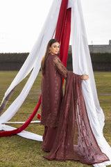 3-PC Unstitched Lawn Embroidered Crinkle Embroidered Dupatta By Wania | WL-81