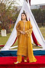 3-PC Unstitched Lawn Embroidered Crinkle Embroidered Dupatta By Wania |  WL-84