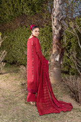 3-PC Unstitched Lawn Embroidered Crinkle Embroidered Dupatta By Wania | WL-89