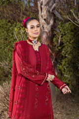 3-PC Unstitched Lawn Embroidered Crinkle Embroidered Dupatta By Wania | WL-89