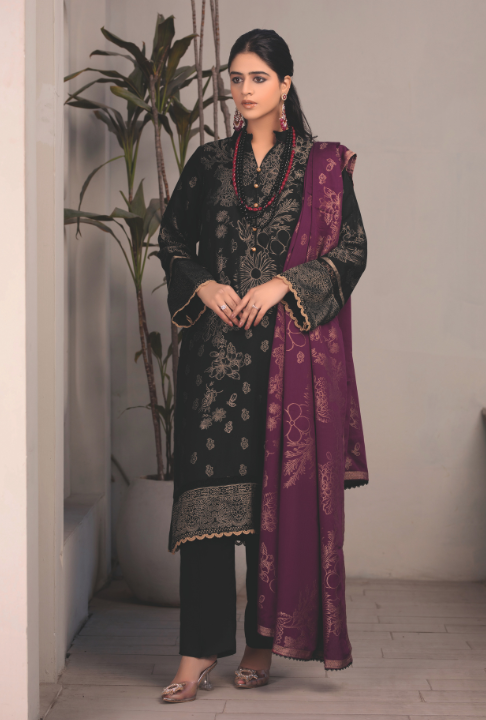 WP-43 | 3 Pc Unstitched Suit Viscose Silk Jacquard Collection Vol 1 Aabroo By Wania