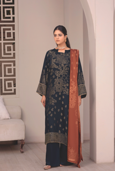 WP-47 | 3 Pc Unstitched Suit Viscose Silk Jacquard Collection Vol 1 Aabroo By Wania