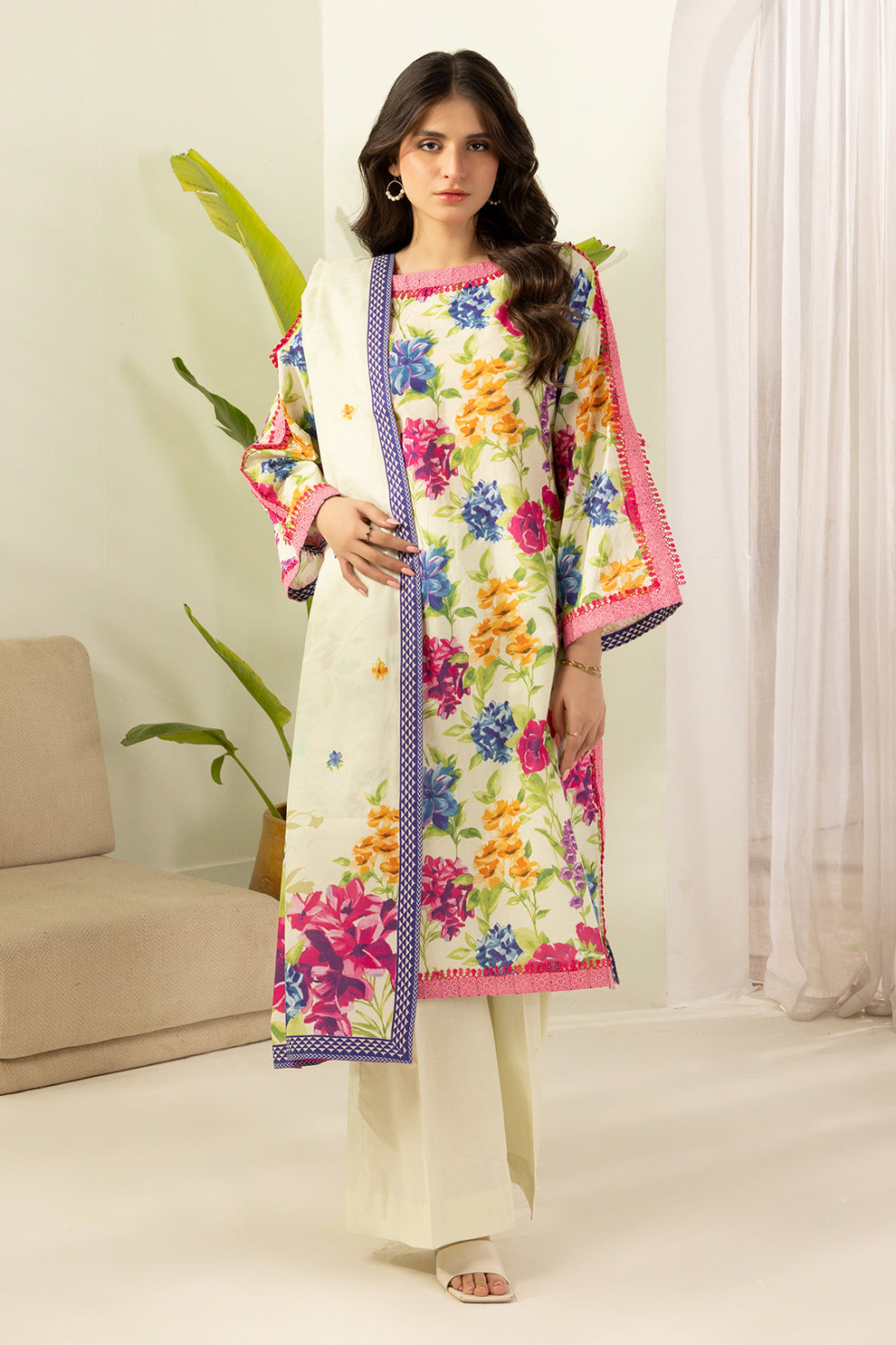 3-PC Unstitched Digital Printed Lawn By Zellbury | 0419