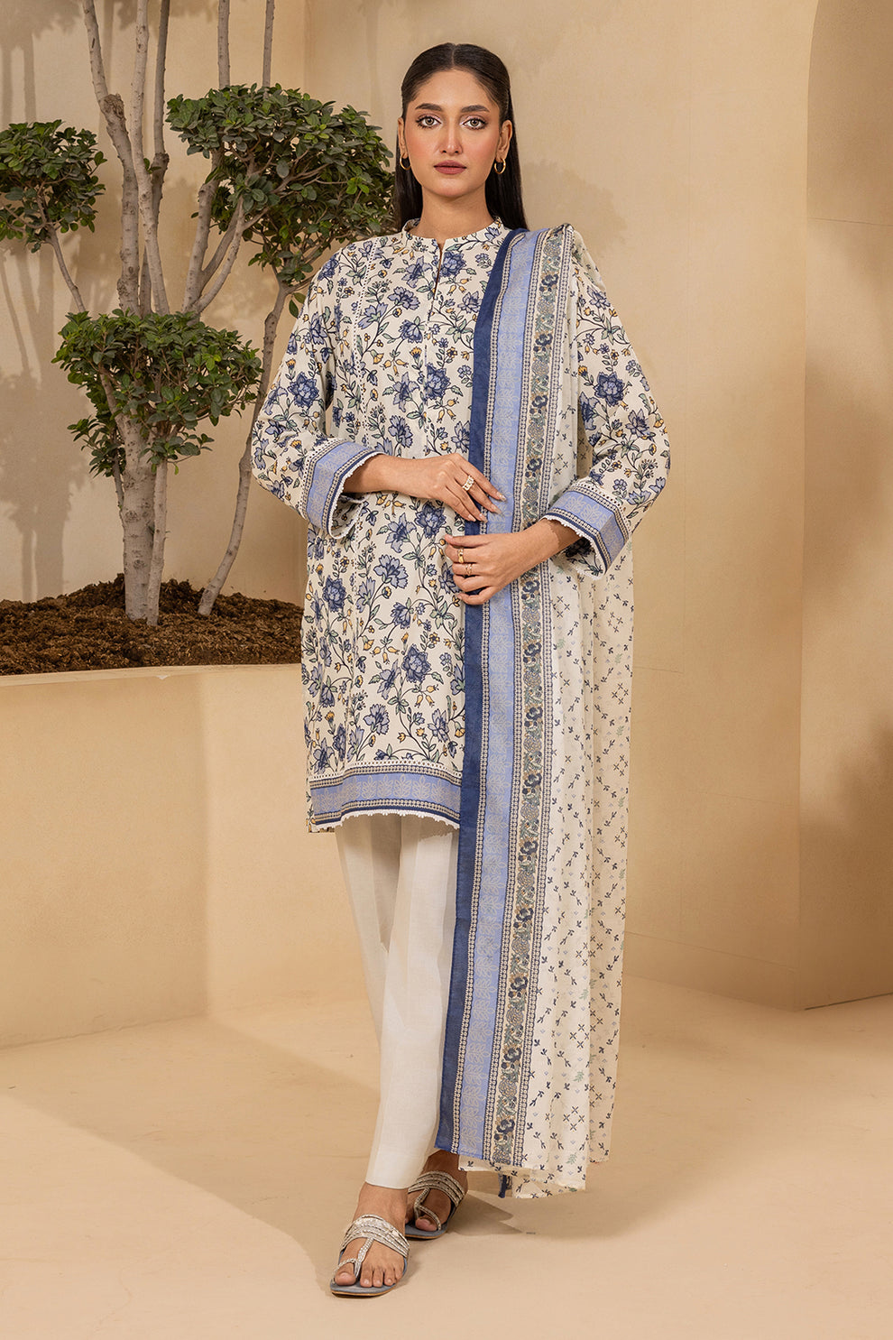 3-PC Unstitched Digital Printed Lawn By Zellbury | 0679