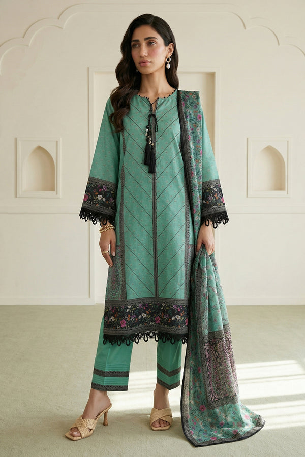 3-PC Unstitched Digital Printed Lawn By Zellbury | 0877