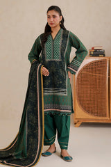 3-PC Unstitched Digital Printed Lawn By Zellbury | 1019