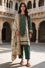 3 Piece Khaddar Suit Shirt Shalwar Dupatta By Zellbury