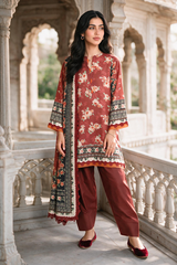 3 Piece Khaddar Suit Shirt Shalwar Dupatta By Zellbury