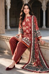3 Piece Khaddar Suit Shirt Shalwar Dupatta By Zellbury