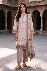 3 Piece Khaddar Suit Shirt Shalwar Dupatta By Zellbury