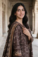3 Piece Khaddar Suit Shirt Shalwar Dupatta By Zellbury