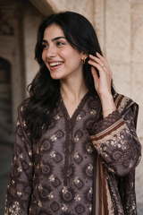 3 Piece Khaddar Suit Shirt Shalwar Dupatta By Zellbury