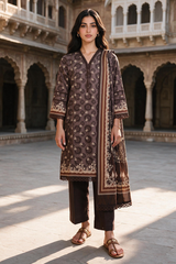 3 Piece Khaddar Suit Shirt Shalwar Dupatta By Zellbury
