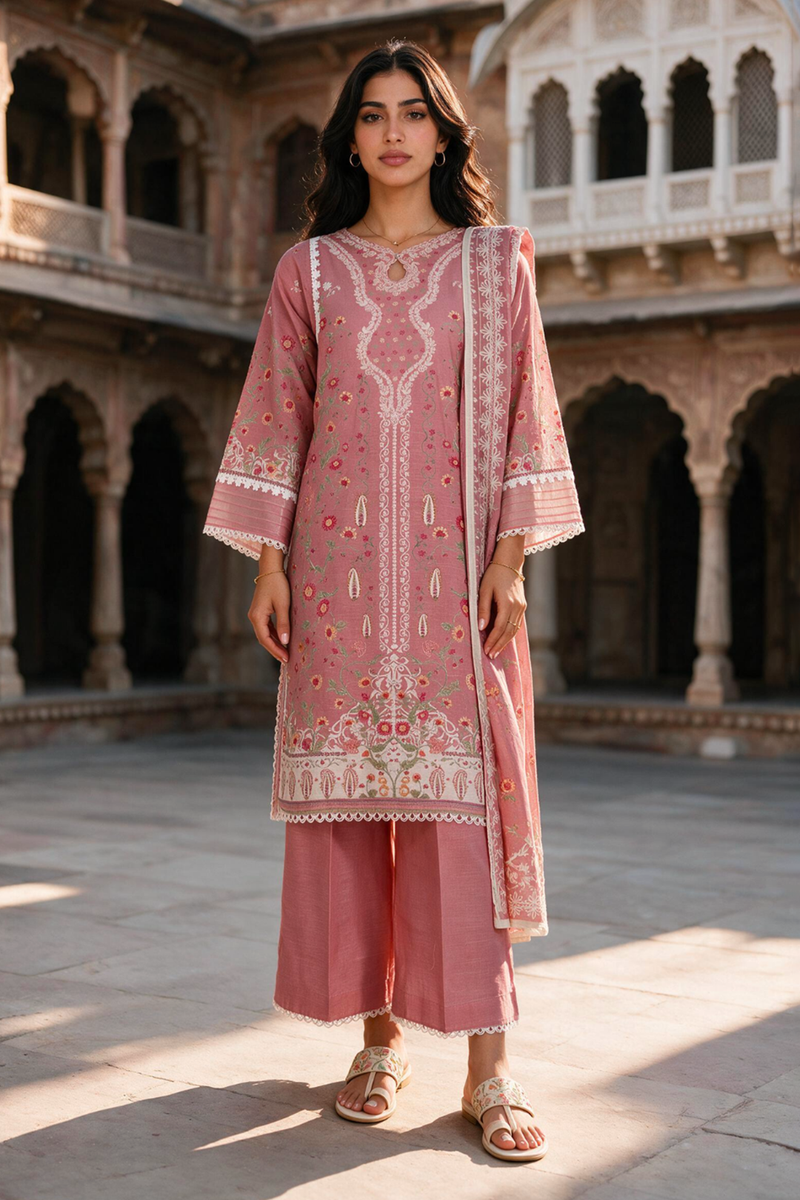 3 Piece Khaddar Suit Shirt Shalwar Dupatta By Zellbury