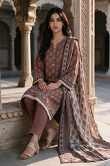 3 Piece Khaddar Suit Shirt Shalwar Dupatta By Zellbury